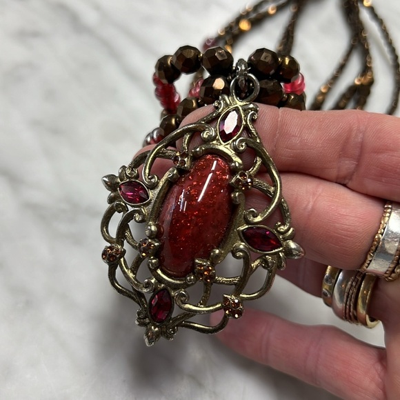 80's Vintage Jay Strongwater Multi Strand Crystal Necklace with Pendant - Picture 5 of 16